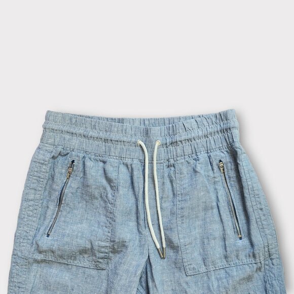 Athleta Cabo Linen Joggers Womens Size 2 Chambray Blue Athleisure Lounge - Picture 3 of 10